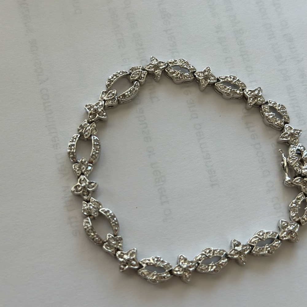 Silver Tone Rhinestone Bracelet - Picture 11 of 12